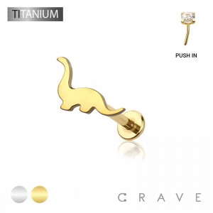 IMPLANT GRADE TITANIUM THREADLESS PUSH IN DINOSAUR TOP LABRET